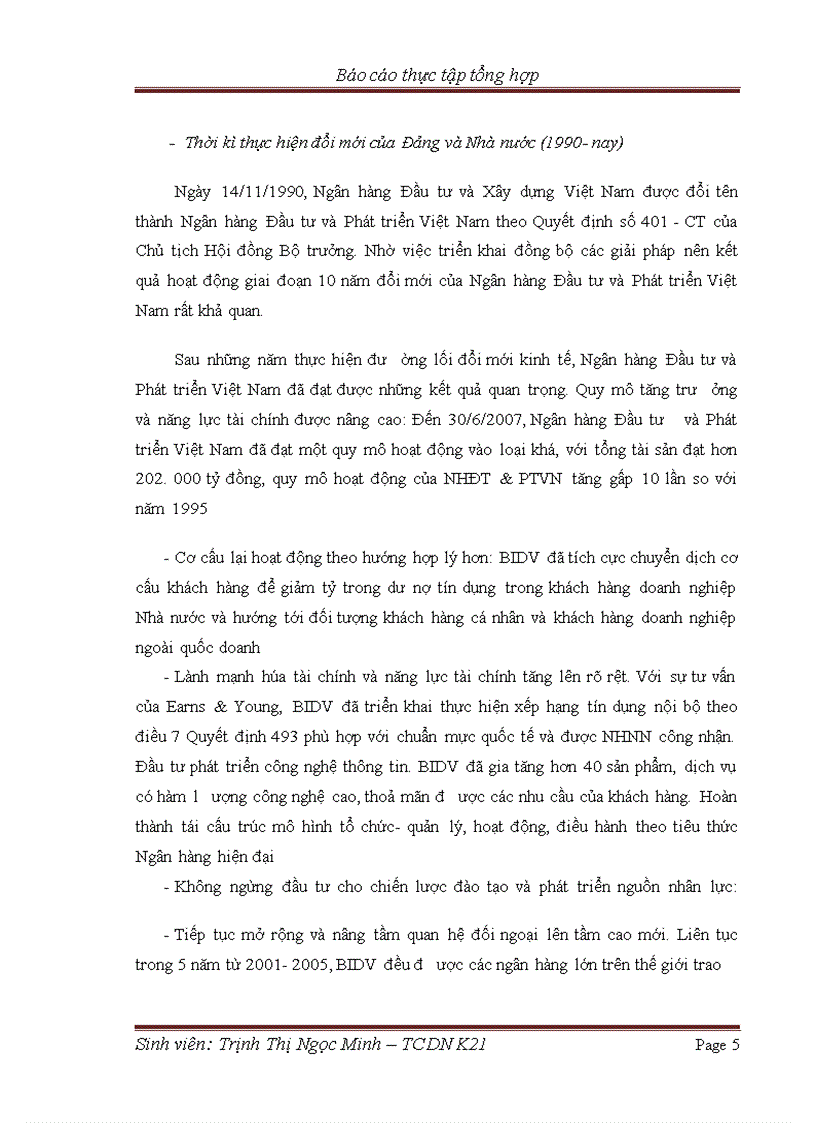 image for page Tình hình các hoạt động cơ bản của NH Đầu tư và Phát triển Việt Nam chi nhánh Quang Trung qua các năm