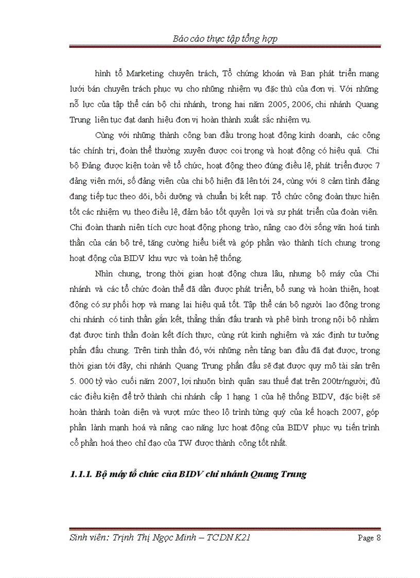 image for page Tình hình các hoạt động cơ bản của NH Đầu tư và Phát triển Việt Nam chi nhánh Quang Trung qua các năm