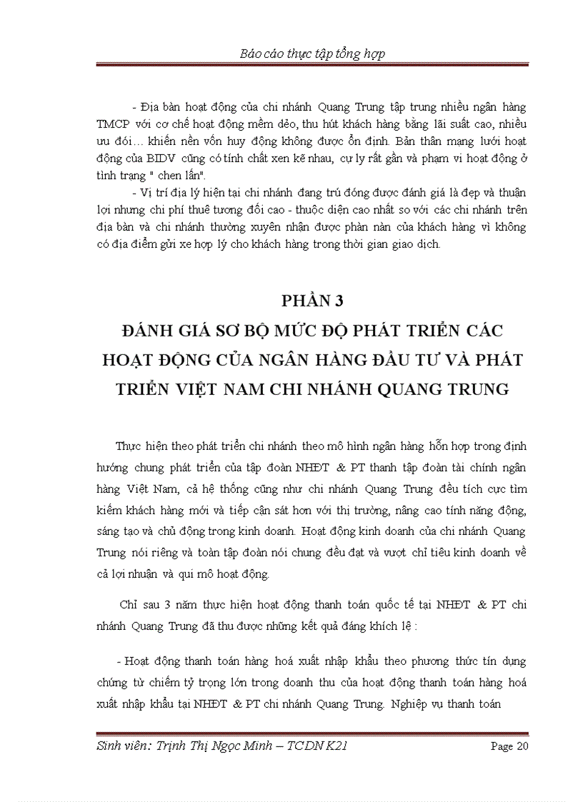 image for page Tình hình các hoạt động cơ bản của NH Đầu tư và Phát triển Việt Nam chi nhánh Quang Trung qua các năm
