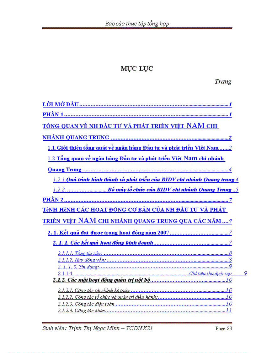 image for page Tình hình các hoạt động cơ bản của NH Đầu tư và Phát triển Việt Nam chi nhánh Quang Trung qua các năm