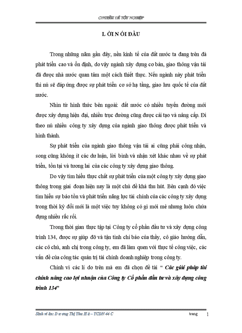image for page Các giải pháp tài chính nâng cao lợi nhuận của Công ty Cổ phần đầu tư và xây dựng công trình 134
