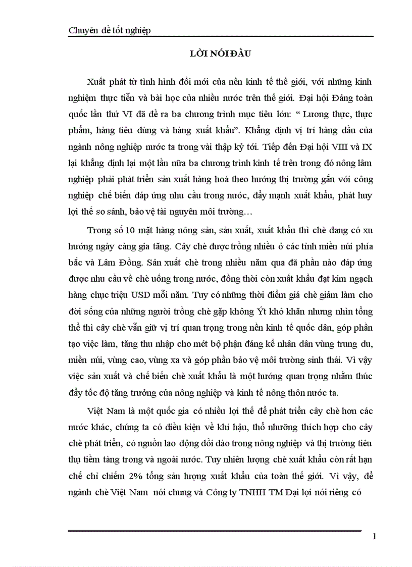 image for page Hoàn thiện chính sách xuất khẩu mặt hàng chè của Công ty TNHH TM Đại lợi