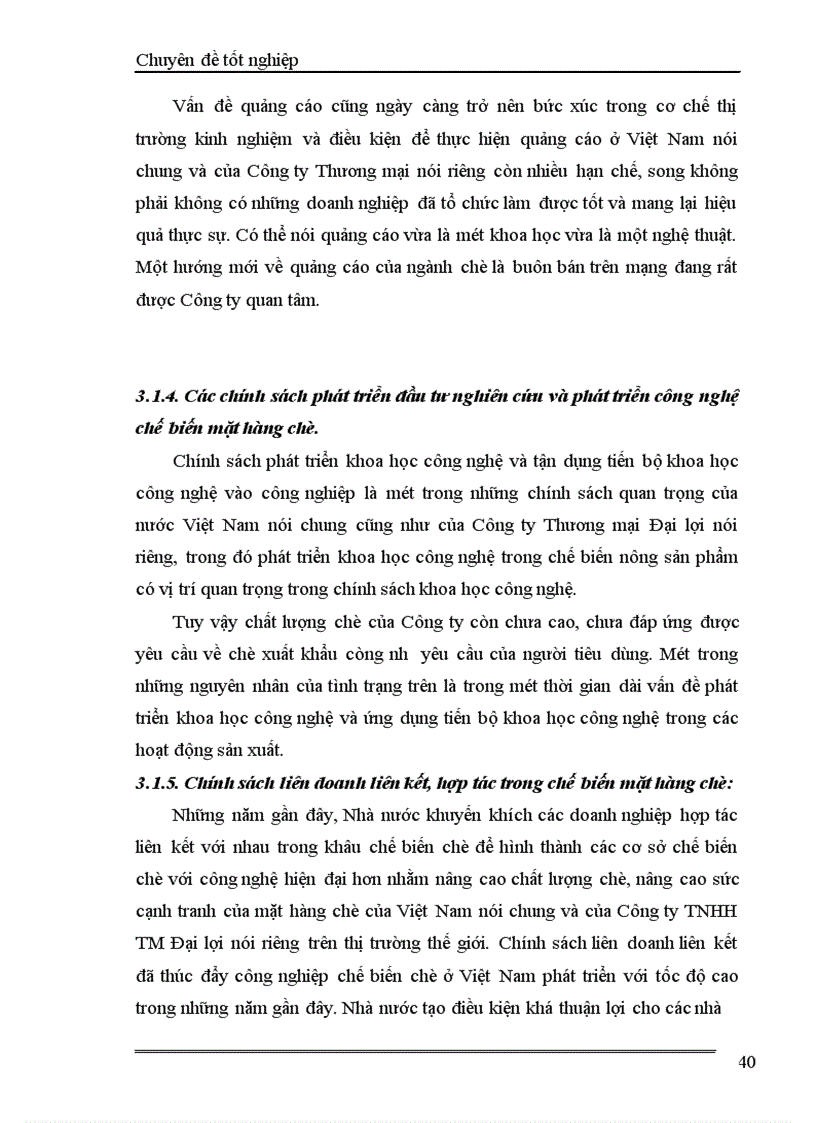 image for page Hoàn thiện chính sách xuất khẩu mặt hàng chè của Công ty TNHH TM Đại lợi