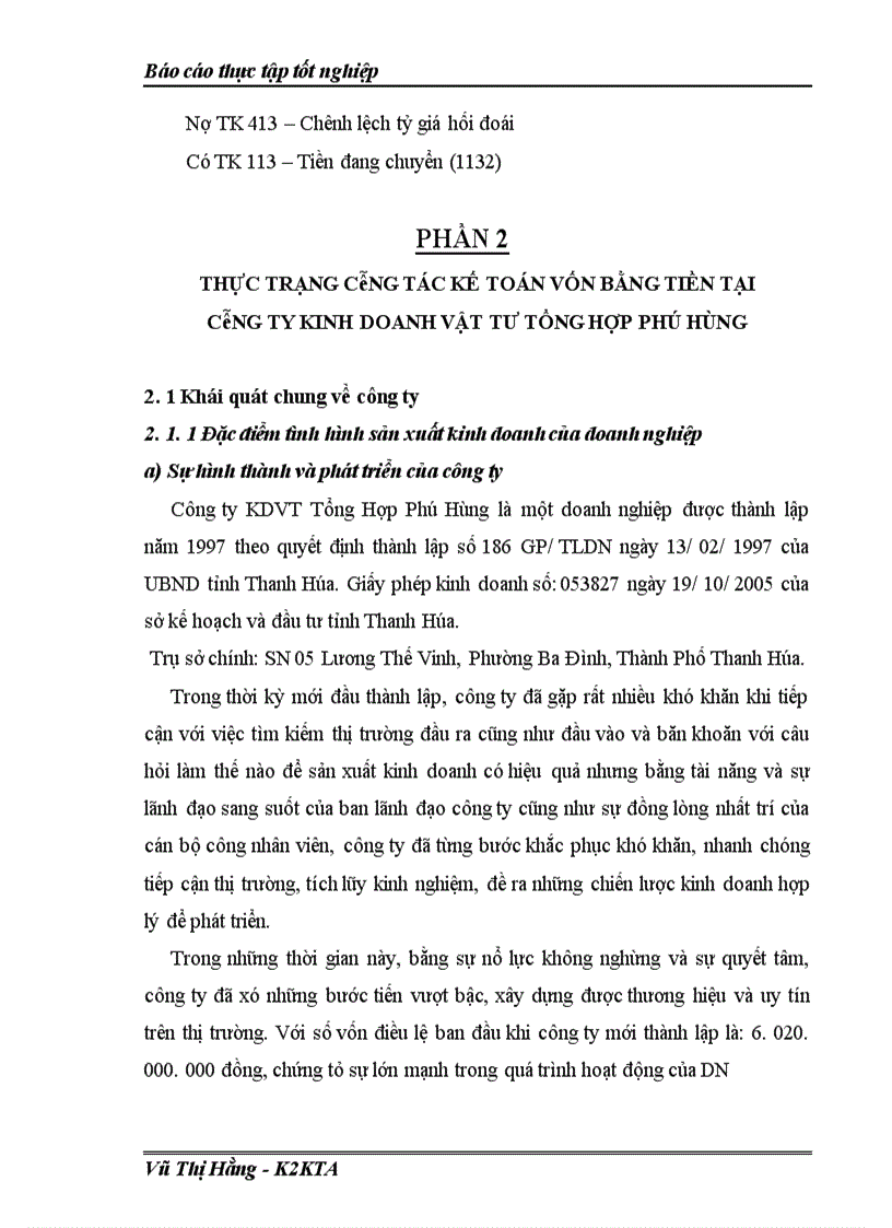 image for page Công tác kế toán vốn bằng tiền tại Công Ty Kinh Doanh Vật Tư Tổng Hợp phú Hùng