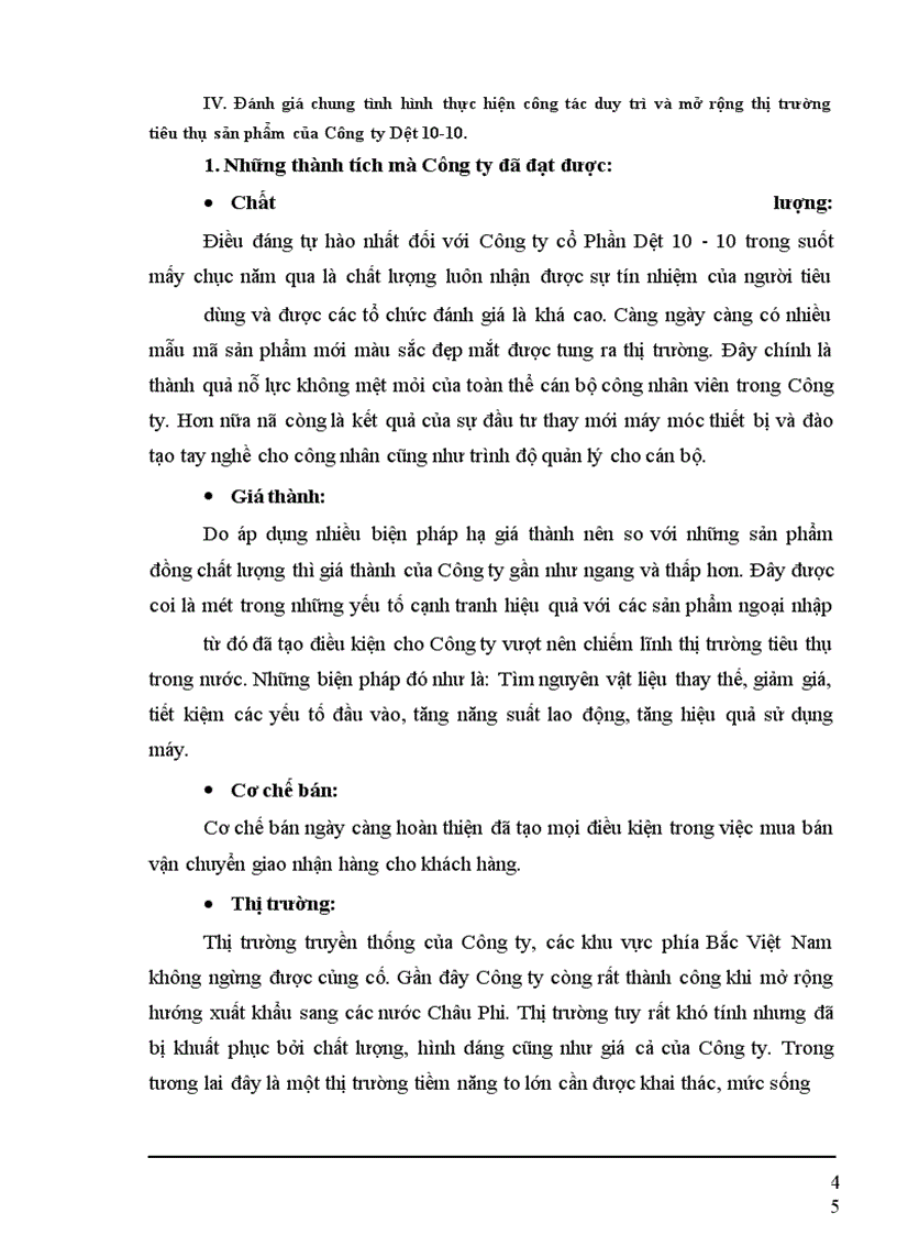 image for page Một số biện pháp nhằm duy trì và mở rộng thị trường tiêu thụ sản phẩm tại Công ty cổ phần Dệt 10-10