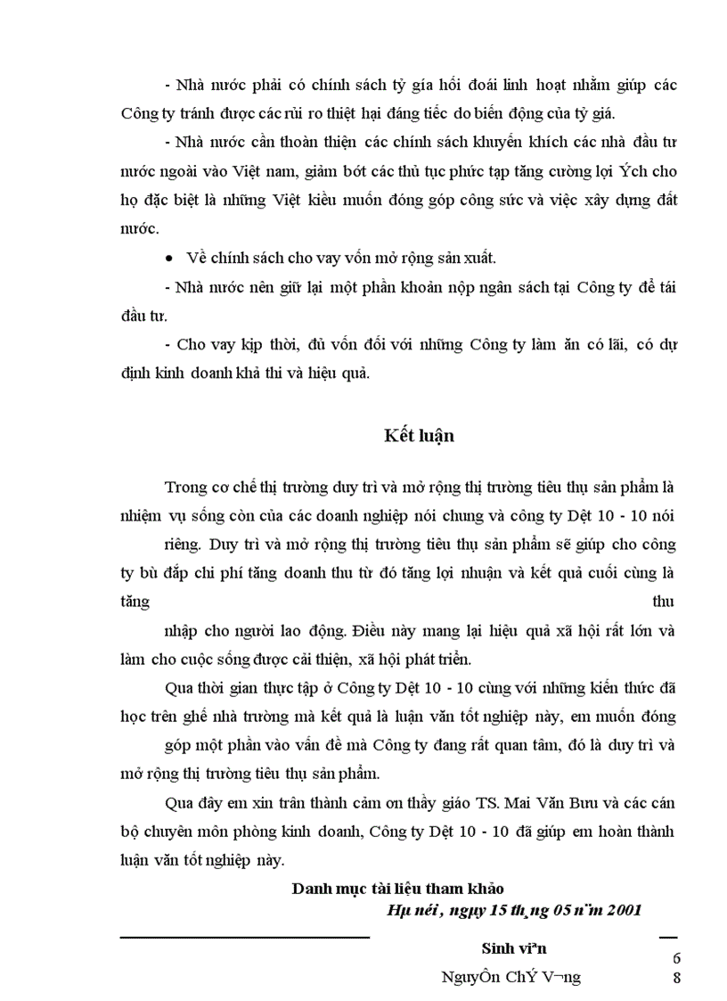 image for page Một số biện pháp nhằm duy trì và mở rộng thị trường tiêu thụ sản phẩm tại Công ty cổ phần Dệt 10-10