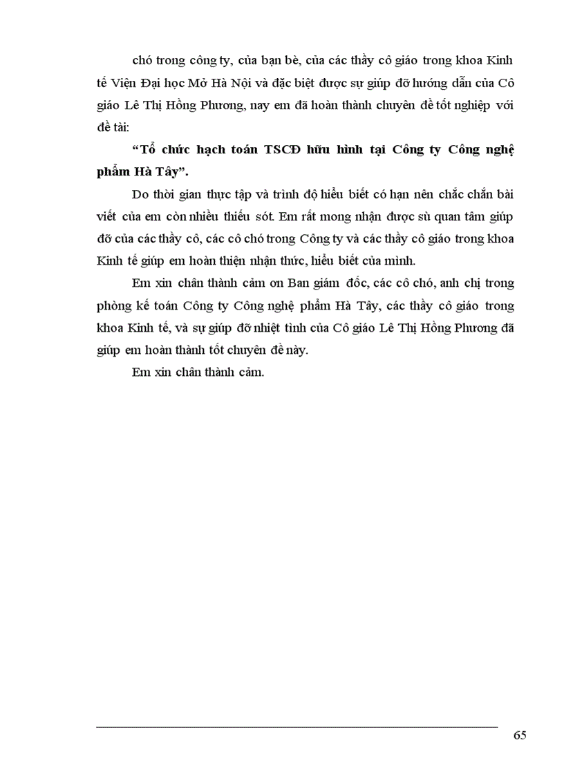 image for page Tổ chức hạch toán TSCĐ tại Công ty Công nghệ phẩm Hà Tây