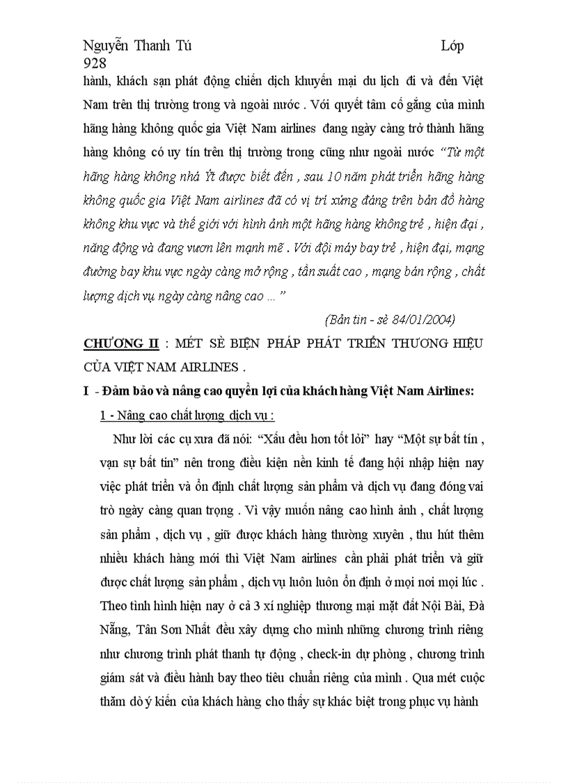 image for page Phát triển thương hiệu của Việt Nam airlines