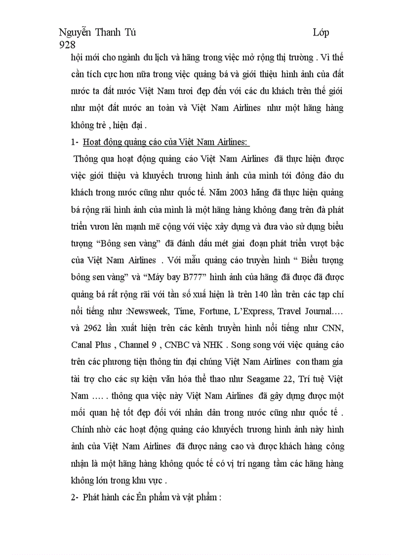 image for page Phát triển thương hiệu của Việt Nam airlines