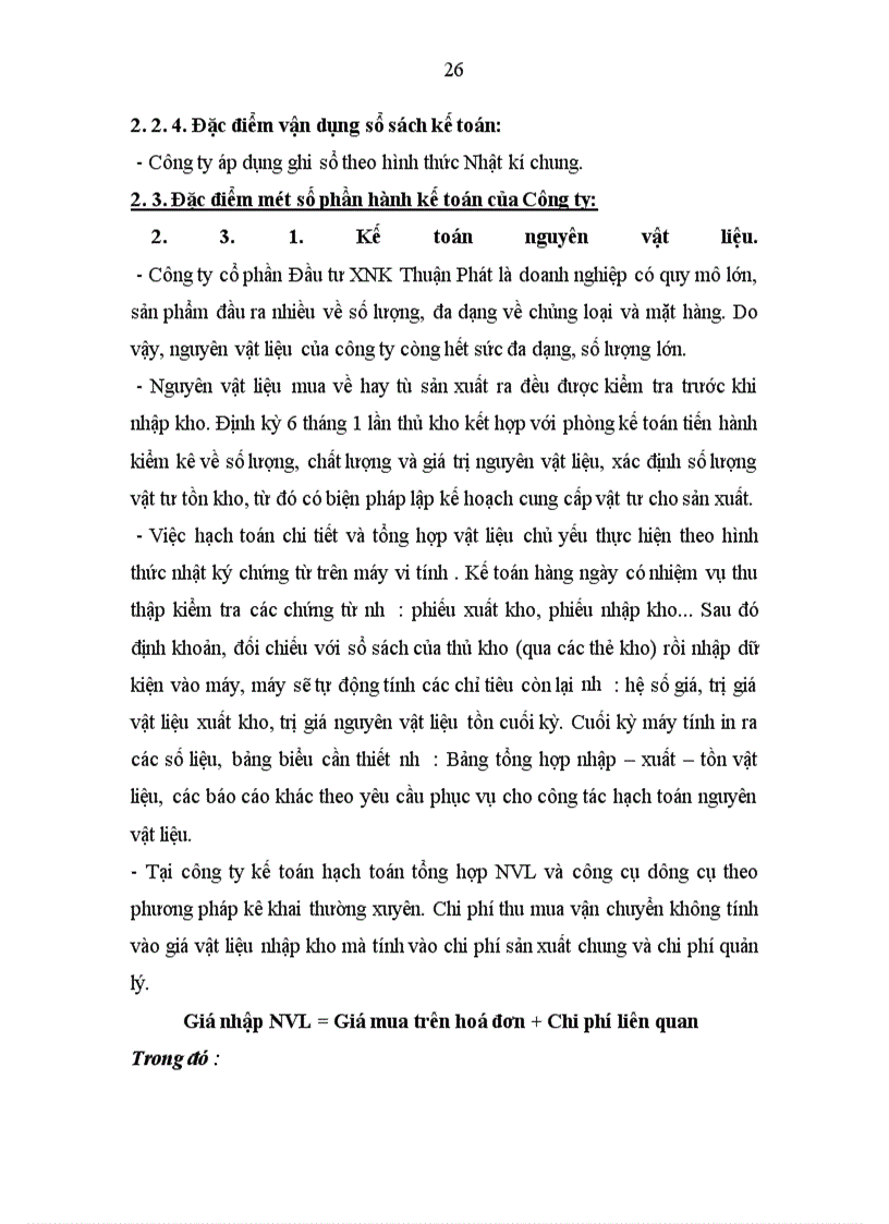 image for page Tổ chức kế toán tại Công ty cổ phần Đầu tư XNK Thuận Phát.