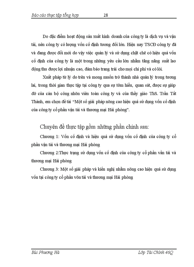 image for page Một số giải pháp nâng cao hiệu quả sử dụng vốn cố định của công ty cổ phần vận tải và thương mại Hải phòng