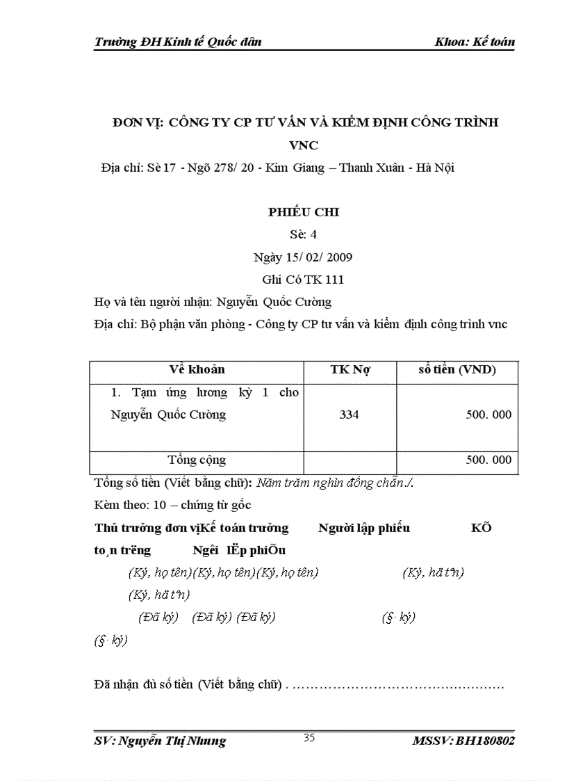 image for page Kế toán tiền lương và các khoản trích theo lương tại Cty cổ phần Tư vấn và Kiểm định công trình VNC