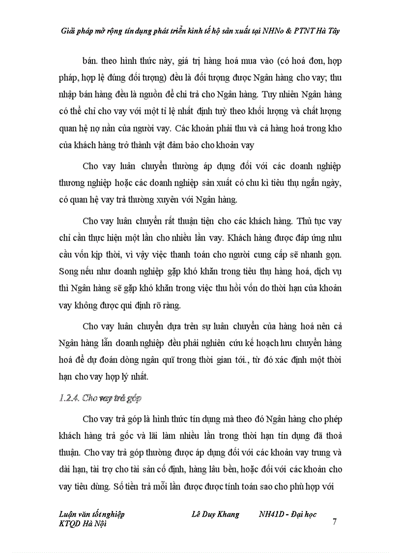 image for page Giải pháp mở rộng tín dụng phát triển kinh tế hộ sản xuất tại NHNo&PTNT Hà Tây