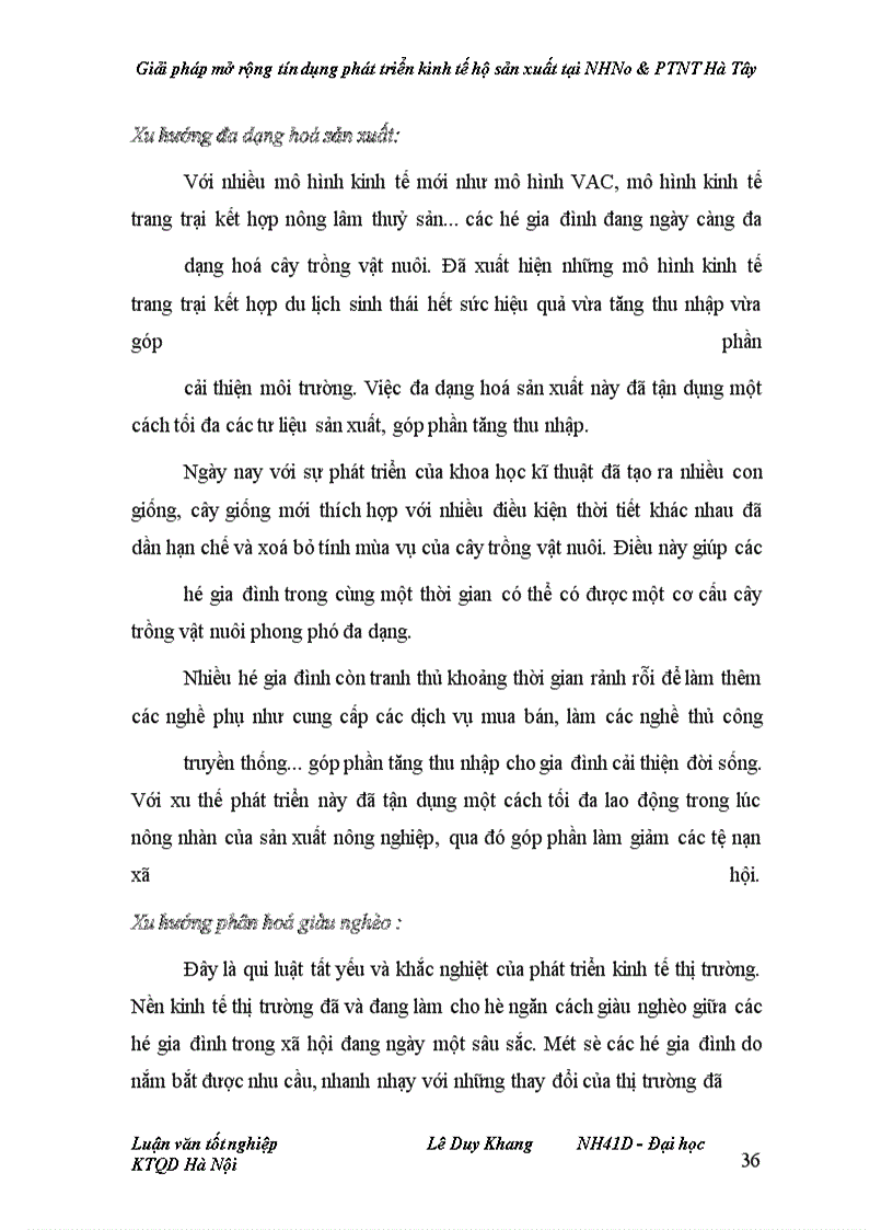 image for page Giải pháp mở rộng tín dụng phát triển kinh tế hộ sản xuất tại NHNo&PTNT Hà Tây