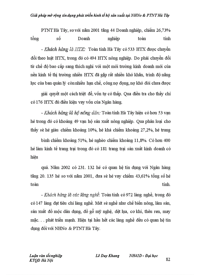 image for page Giải pháp mở rộng tín dụng phát triển kinh tế hộ sản xuất tại NHNo&PTNT Hà Tây