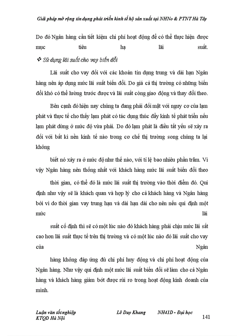 image for page Giải pháp mở rộng tín dụng phát triển kinh tế hộ sản xuất tại NHNo&PTNT Hà Tây