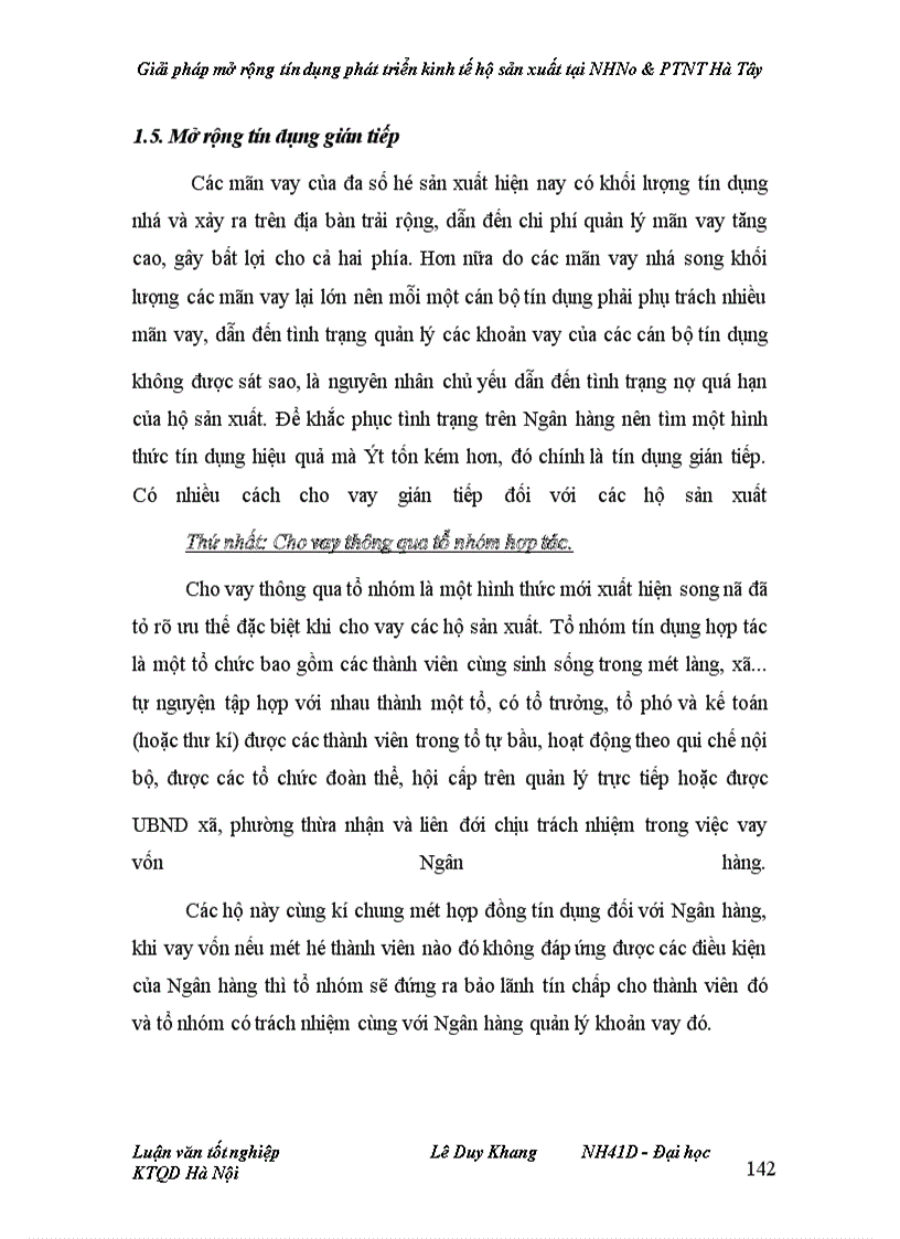 image for page Giải pháp mở rộng tín dụng phát triển kinh tế hộ sản xuất tại NHNo&PTNT Hà Tây