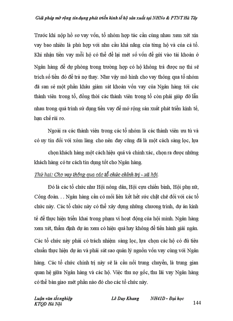 image for page Giải pháp mở rộng tín dụng phát triển kinh tế hộ sản xuất tại NHNo&PTNT Hà Tây