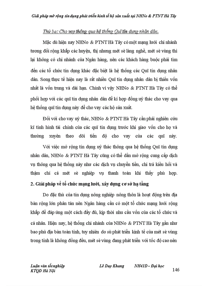 image for page Giải pháp mở rộng tín dụng phát triển kinh tế hộ sản xuất tại NHNo&PTNT Hà Tây