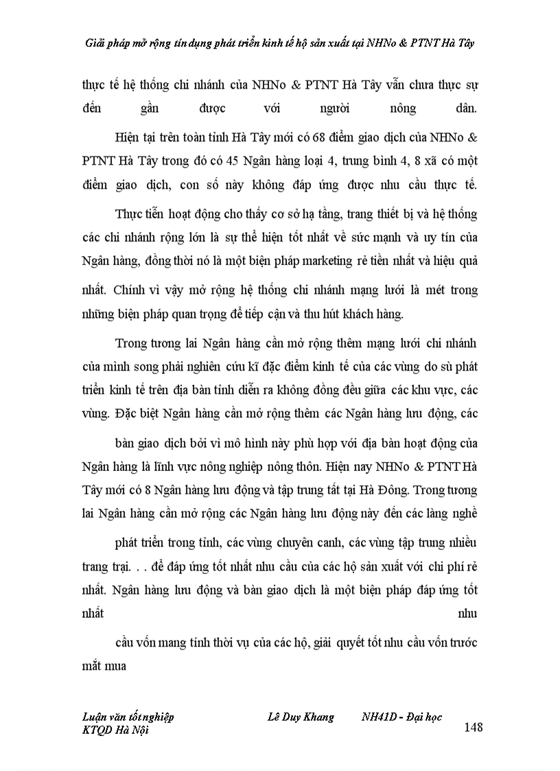 image for page Giải pháp mở rộng tín dụng phát triển kinh tế hộ sản xuất tại NHNo&PTNT Hà Tây