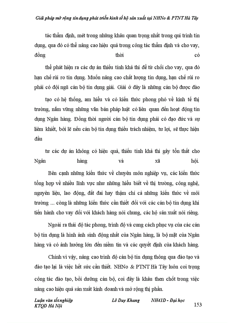 image for page Giải pháp mở rộng tín dụng phát triển kinh tế hộ sản xuất tại NHNo&PTNT Hà Tây