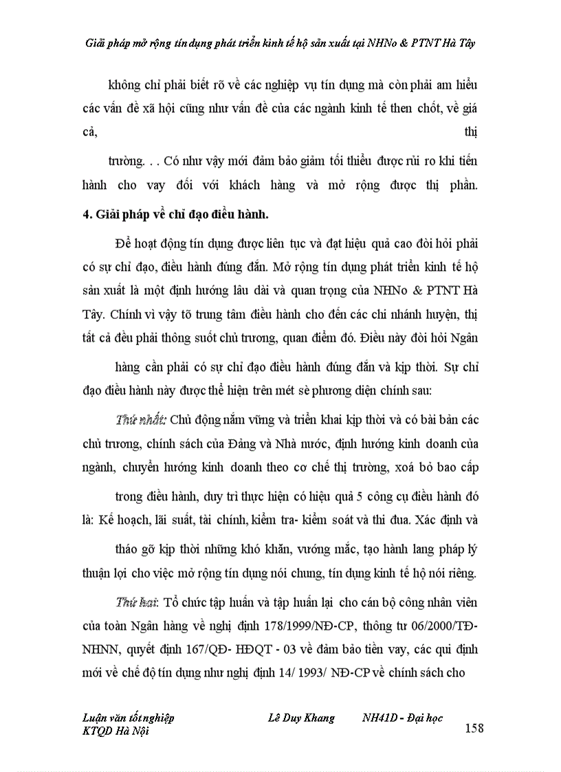 image for page Giải pháp mở rộng tín dụng phát triển kinh tế hộ sản xuất tại NHNo&PTNT Hà Tây