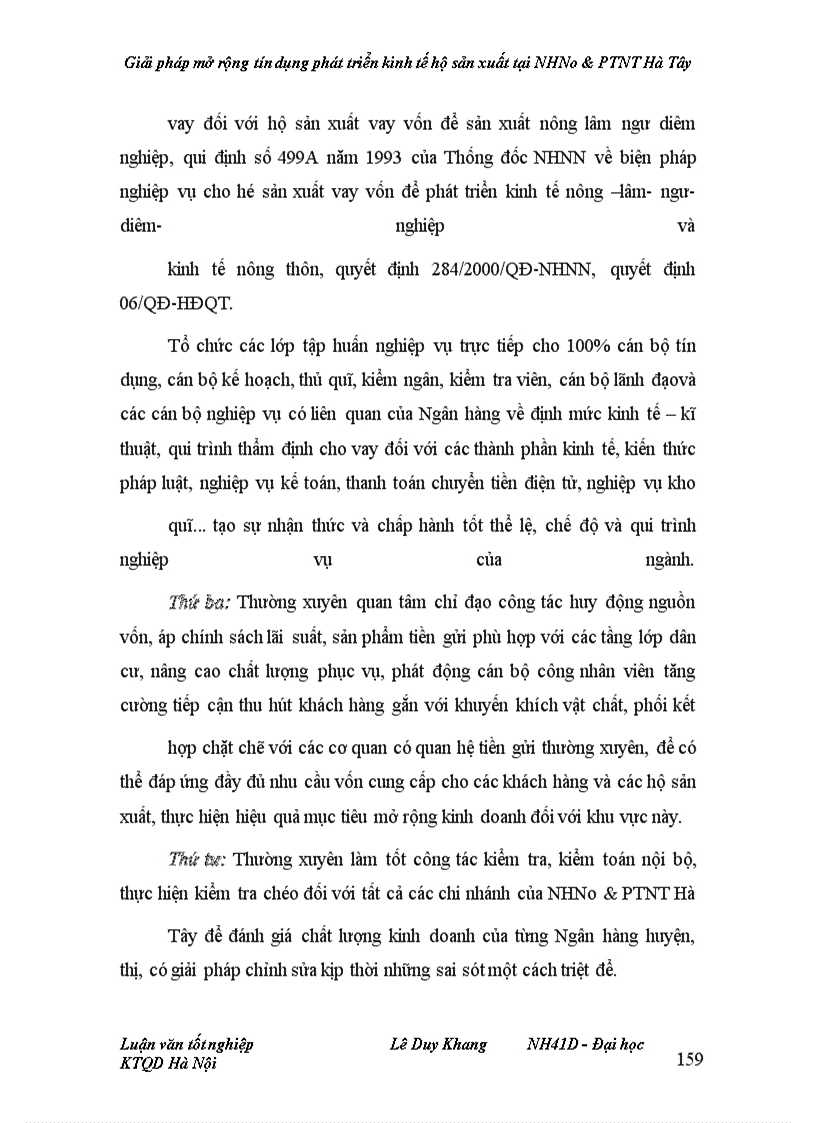 image for page Giải pháp mở rộng tín dụng phát triển kinh tế hộ sản xuất tại NHNo&PTNT Hà Tây