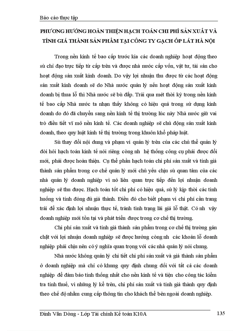 image for page Hoàn thiện công tác hạch toán, kế toán chi phí sản xuất và tính giá thành sản phẩm ở công ty Gạch ốp lát Hà Nội.