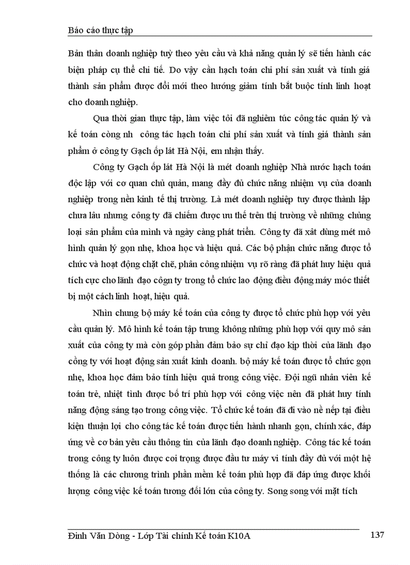 image for page Hoàn thiện công tác hạch toán, kế toán chi phí sản xuất và tính giá thành sản phẩm ở công ty Gạch ốp lát Hà Nội.