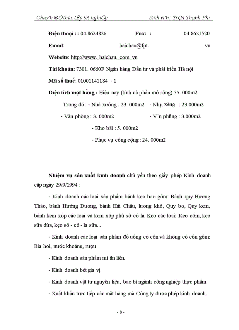 image for page Nâng cao hiệu quả sản xuất kinh doanh của Công ty Cổ phần bánh kẹo Hải Châu