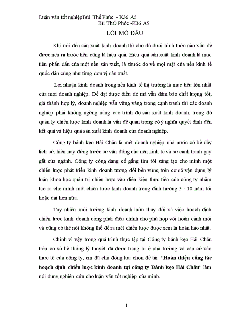 image for page Hoàn thiện công tác hoạch định chiến lược kinh doanh tại công ty Bánh kẹo Hải Châu