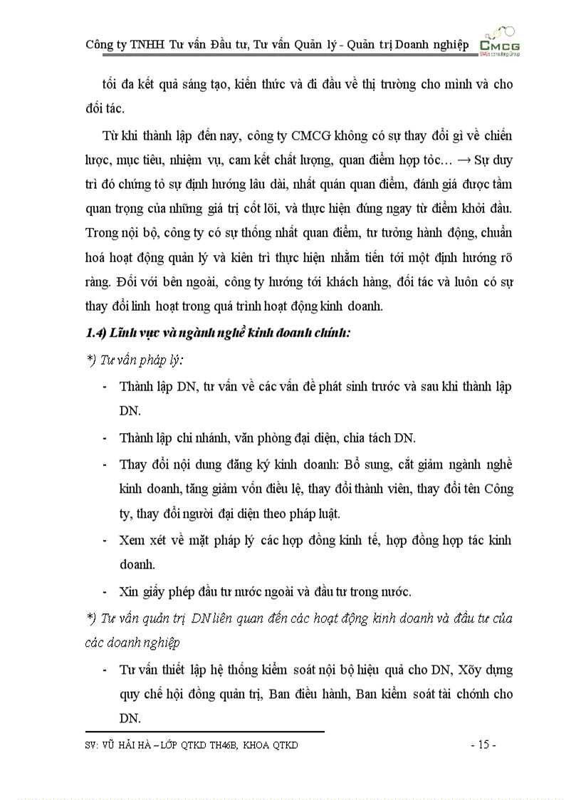 image for page Công ty TNHH Tư vấn Đầu tư, Tư vấn Quản lý - Quản trị Doanh nghiệp CMCG