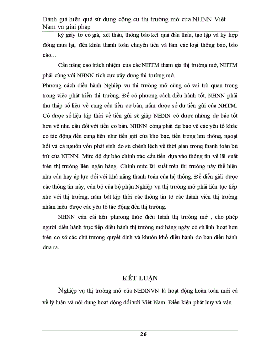 image for page Đánh giá hiệu quả hoạt động nghiệp vụ thị trường mở của Ngân Hàng Nhà Nước Việt Nam và giải pháp
