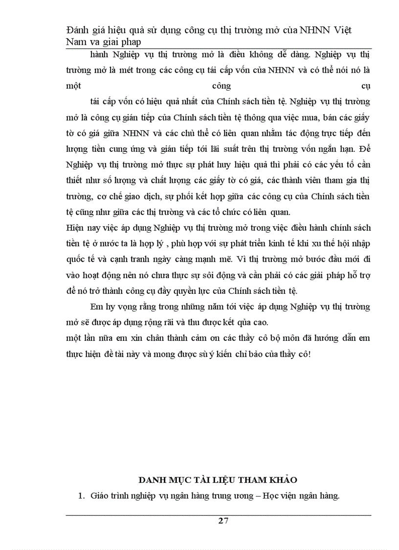 image for page Đánh giá hiệu quả hoạt động nghiệp vụ thị trường mở của Ngân Hàng Nhà Nước Việt Nam và giải pháp