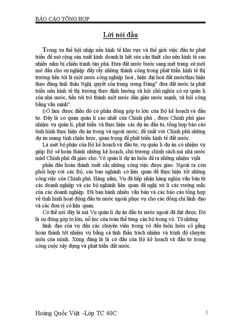 image for page Hoạt động quản lí của Vụ quản lí dự án đầu tư nước ngoài