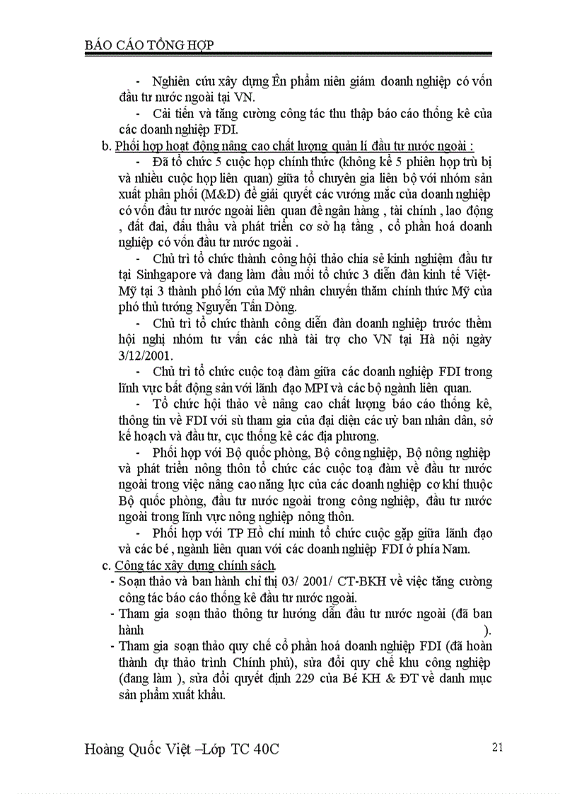 image for page Hoạt động quản lí của Vụ quản lí dự án đầu tư nước ngoài