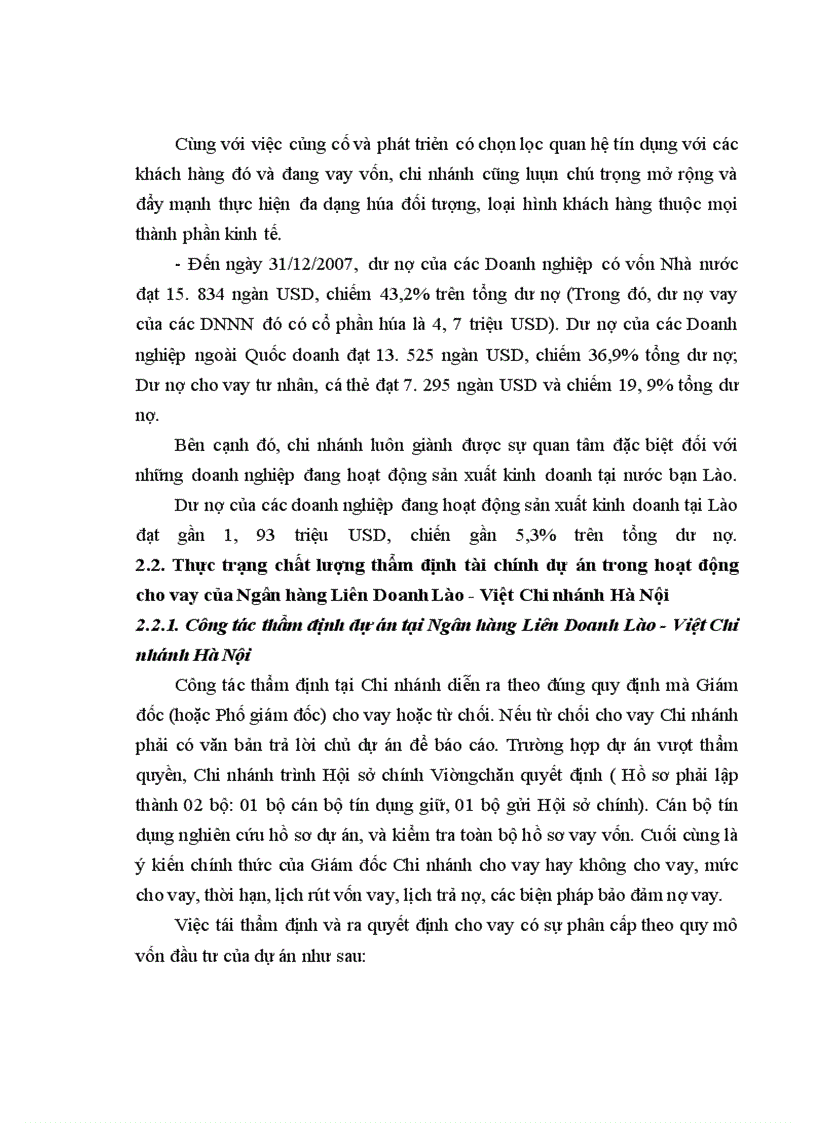 image for page Nâng cao chất lượng thẩm định tài chính dự án tại Ngân hàng Liên Doanh Lào - Việt Chi nhánh Hà Nội