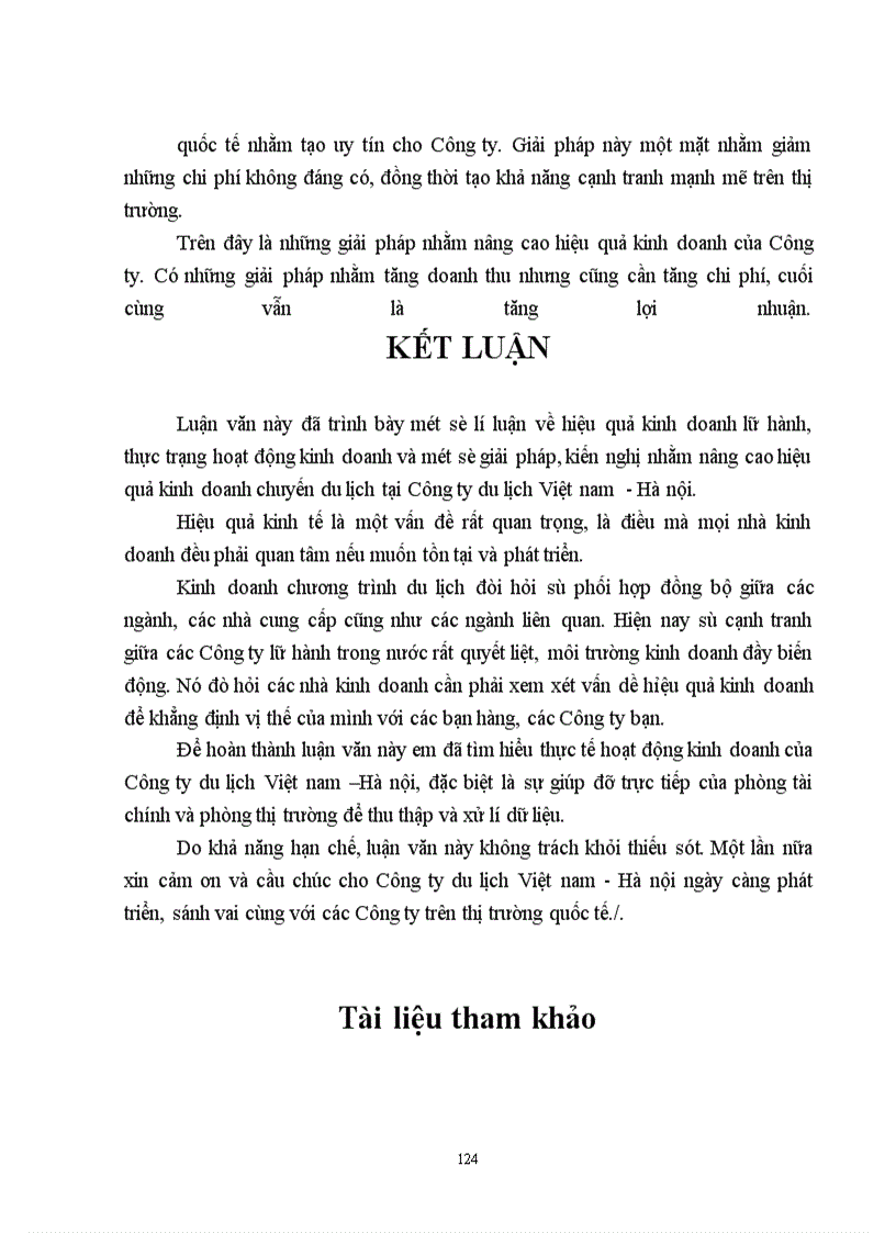 image for page Hiệu quả kinh doanh chương trình du lịch của Công ty du lịch việt nam hà nội, thực trạng và giải pháp