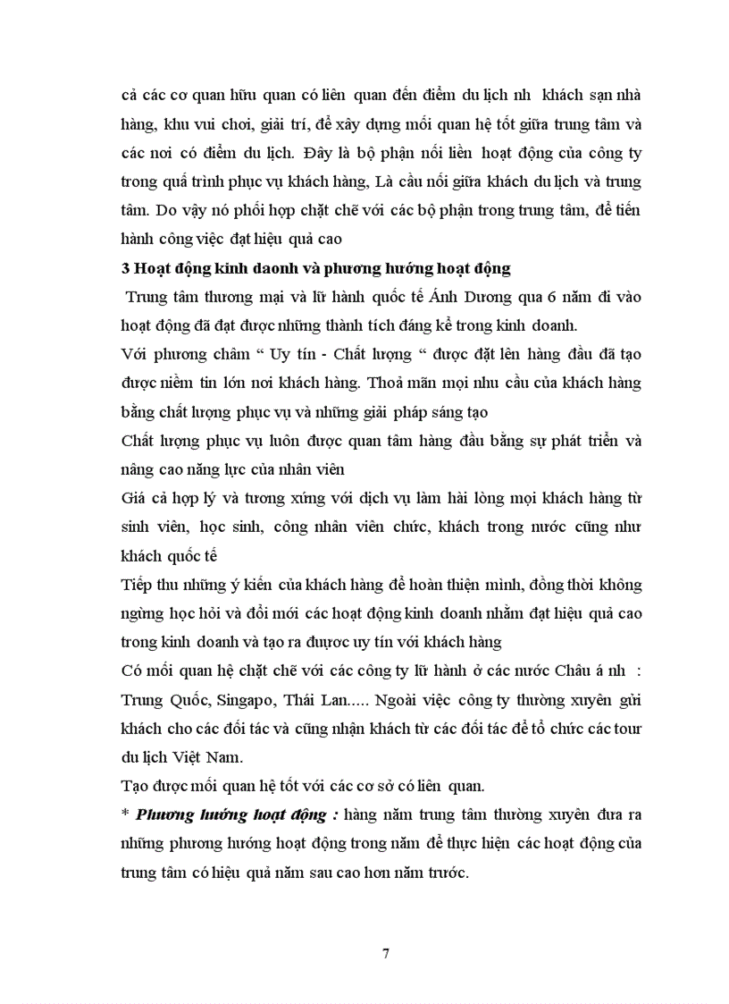 image for page Khái quát về trung tâm thương mại và lữ hành quốc tế ánh dương trực thuộc công ty thương mại và dịch vụ Thắng Lợi