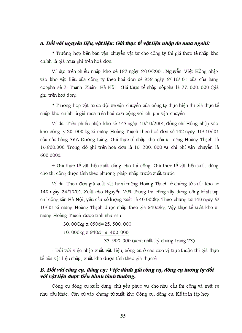 image for page Tổ chức công tác kế toán nguyên vật liệu, công cụ dụng cụ ở Công ty XDCTGT Việt Lào