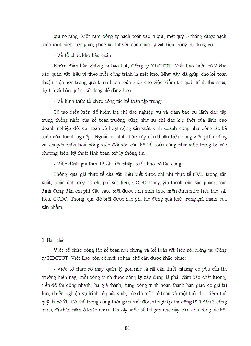 image for page Tổ chức công tác kế toán nguyên vật liệu, công cụ dụng cụ ở Công ty XDCTGT Việt Lào