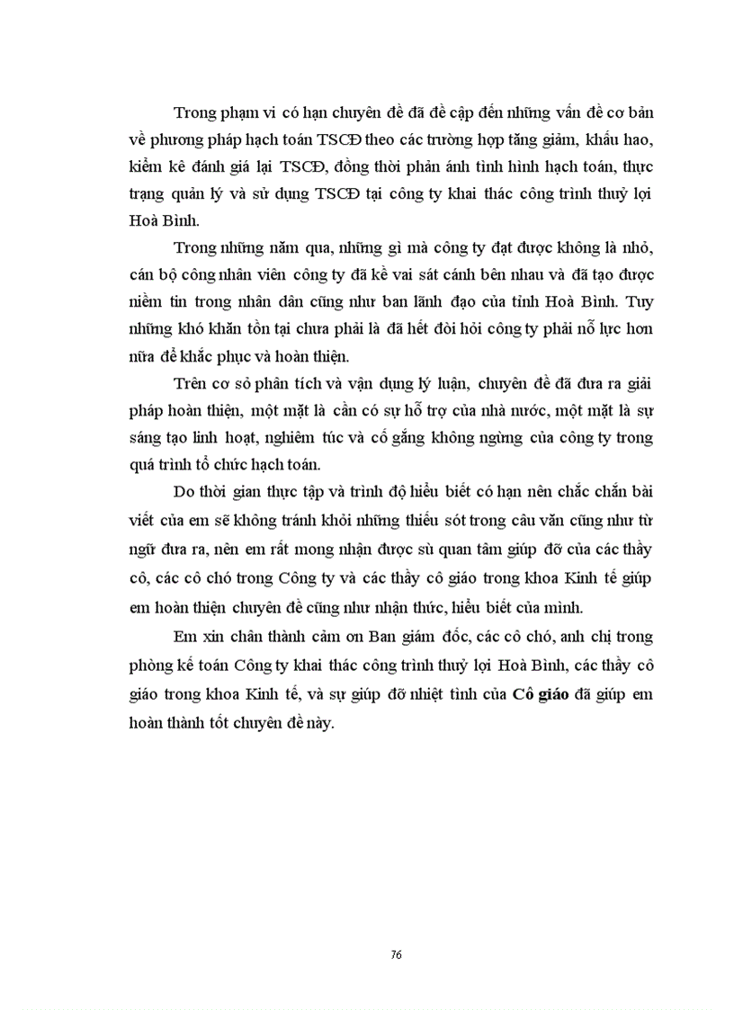 image for page Tổ chức hạch toán kế toán TSCĐ tại Công Ty Khai Thác Công Trình Thuỷ Lợi Hoà Bình