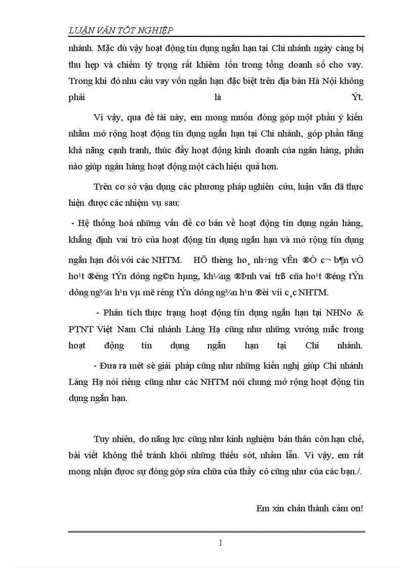 image for page Giải pháp mở rộng hoạt động tín dụng ngắn hạn tại NHNo&PTNT Việt Nam Chi nhánh Láng Hạ