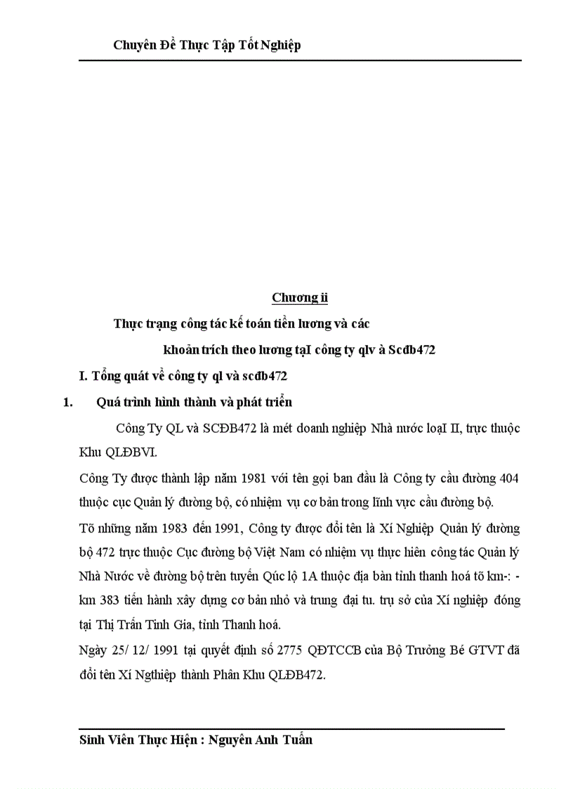 image for page Công tác kế toán tiền lương và các khoản trích theo lương tại Công ty quản lý và sửa chữa đường bộ 472