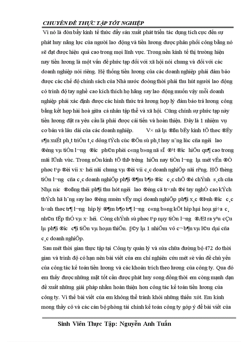 image for page Công tác kế toán tiền lương và các khoản trích theo lương tại Công ty quản lý và sửa chữa đường bộ 472