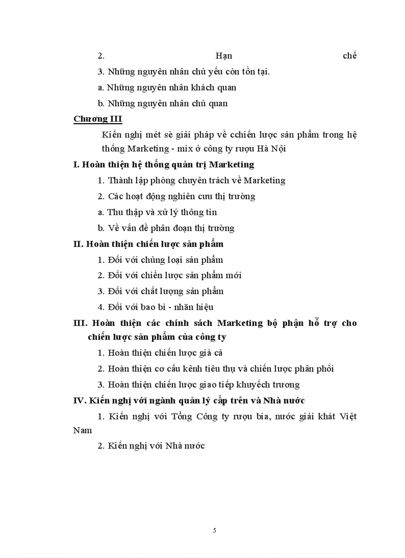image for page Kiến nghị một số giải pháp về cchiến lược sản phẩm trong hệ thống Marketing - mix ở công ty rượu Hà Nội