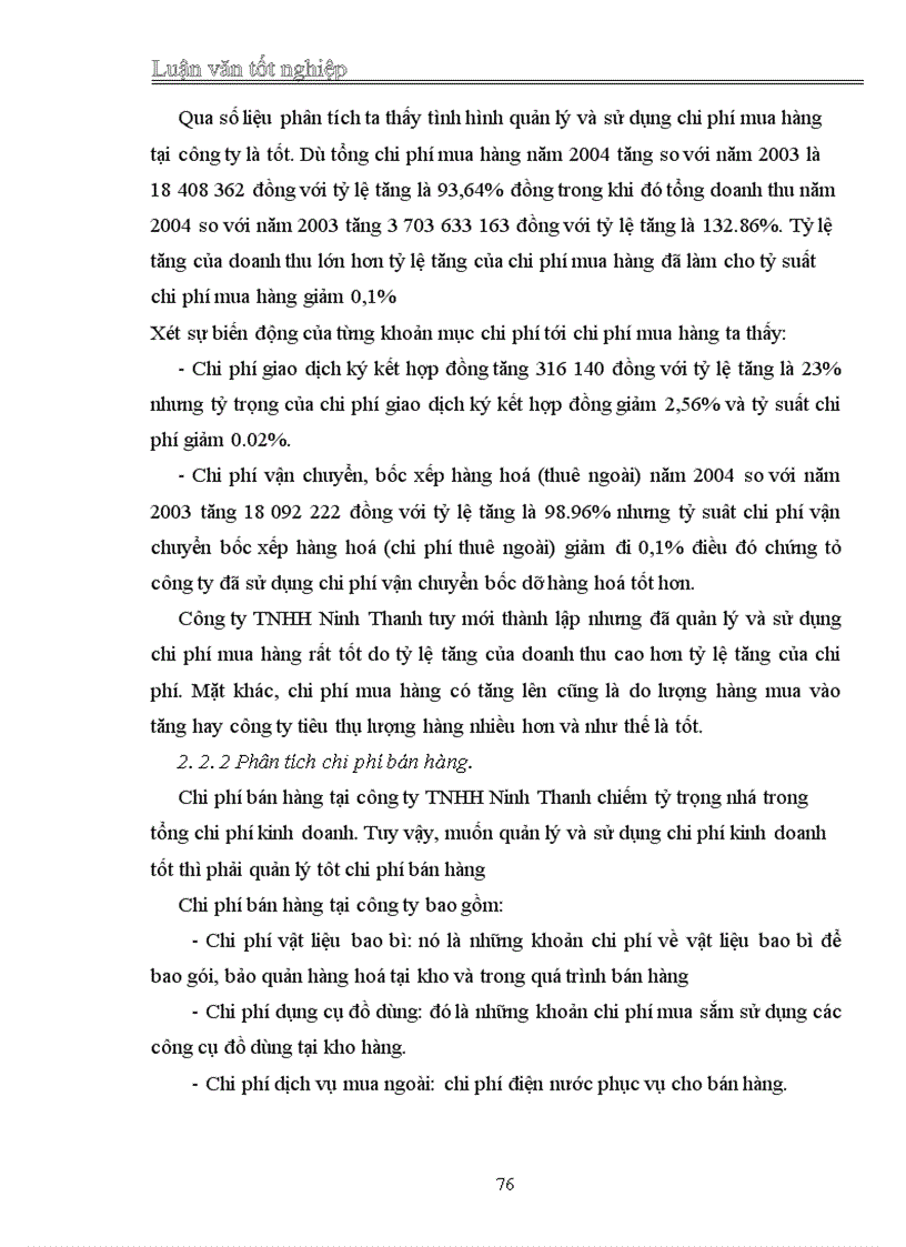 image for page Hoàn thiện nội dung và phương pháp phân tích tình hình quản lý và sử dụng chi phí kinh doanh tại công ty TNHH Ninh Thanh