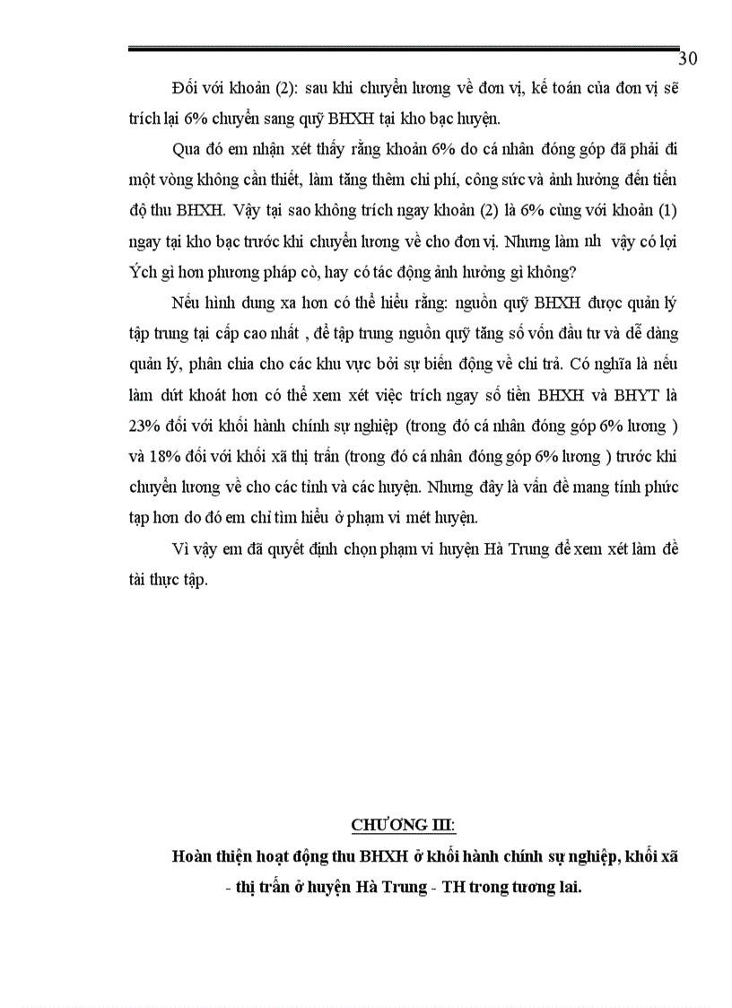 image for page Hoàn thiện hoạt động thu BHXH ở khối hành chính sự nghiệp, khối xã - Thị Trấn ở huyện Hà Trung - Thanh Hoá (2000 - 2004) a