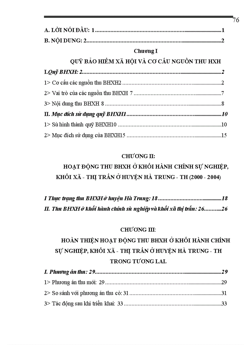 image for page Hoàn thiện hoạt động thu BHXH ở khối hành chính sự nghiệp, khối xã - Thị Trấn ở huyện Hà Trung - Thanh Hoá (2000 - 2004) a