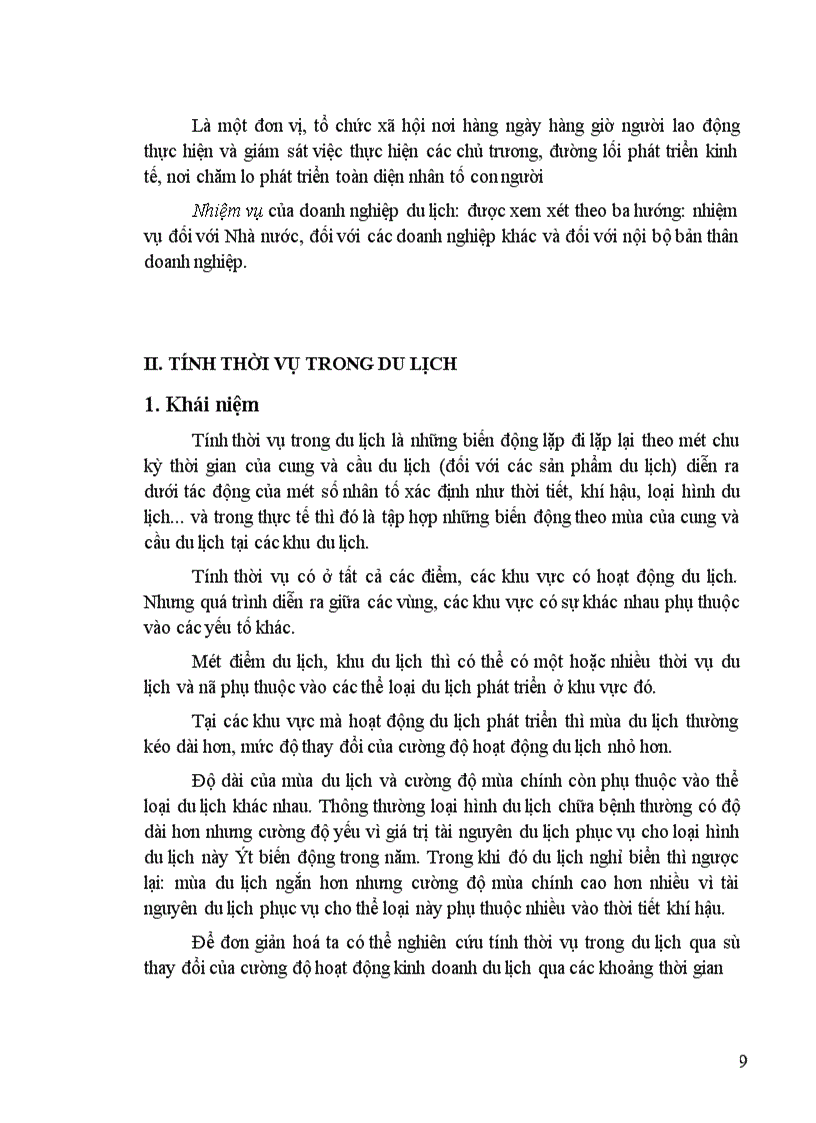 image for page Tính thời vụ trong du lịch và các biện pháp khắc phục tại Công ty cổ phần Du lịch Ao Vua